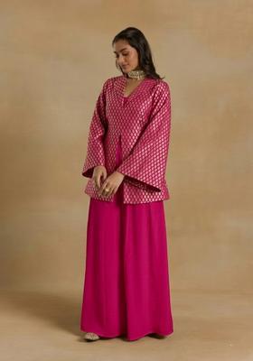 Magenta Pink Brocade Fusion Set