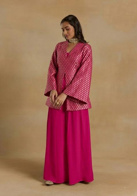 Magenta Pink Brocade Fusion Set