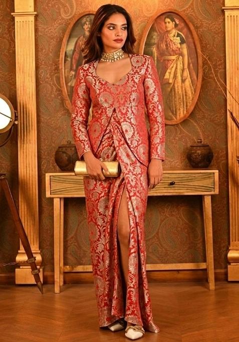 Peach Brocade Fusion Set