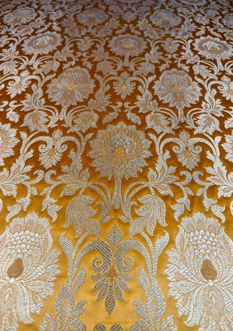 Mustard Yellow Brocade Fusion Set - Indya