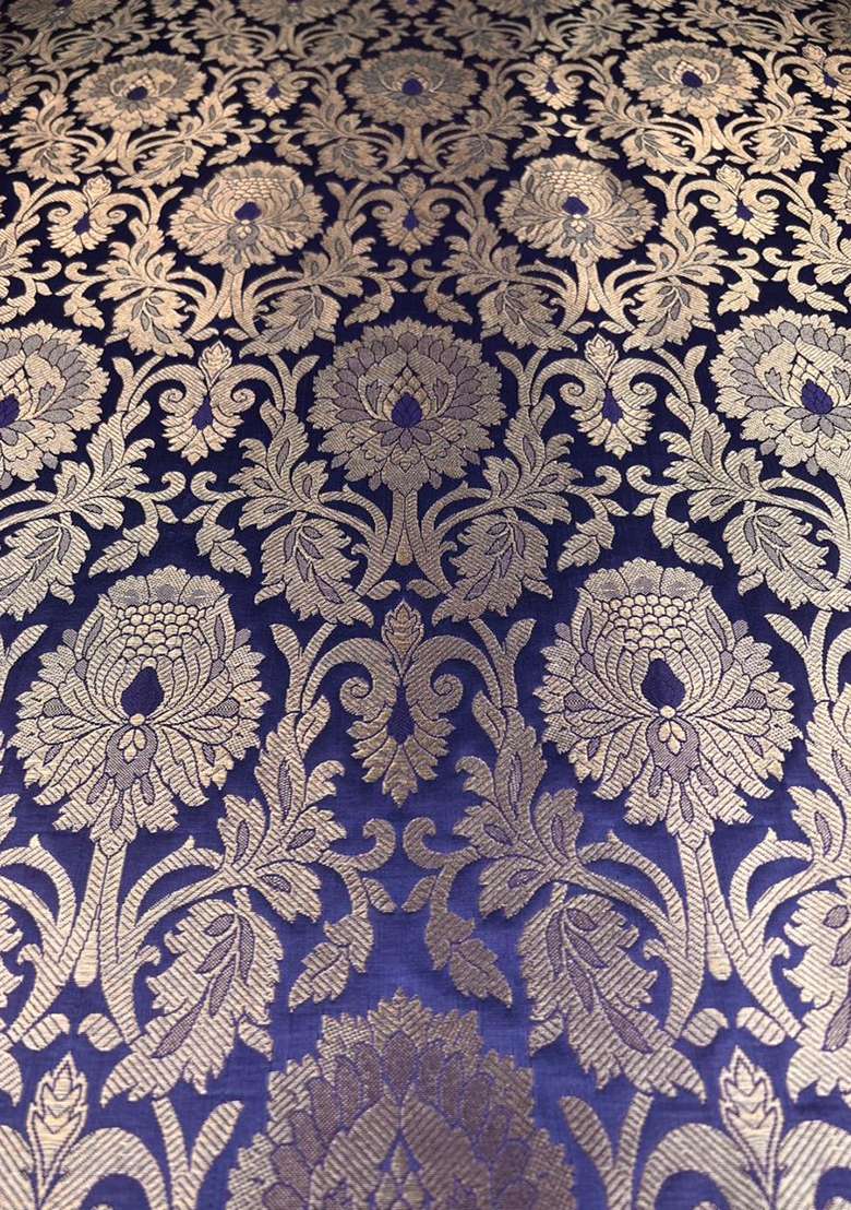 Royal Blue Brocade Fusion Set - Indya