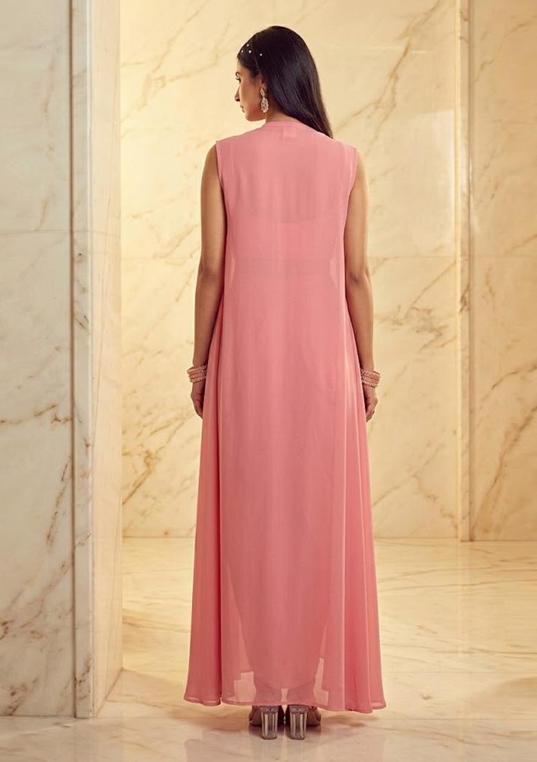 Pink Handwork Fusion Set - Indya