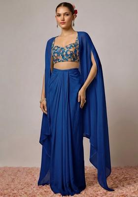 Royal Blue Sequin Crepe Fusion Set