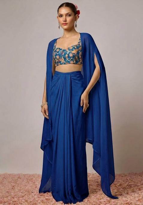 Royal Blue Sequin Crepe Fusion Set