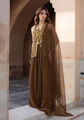 Brown Printed Fusion Set