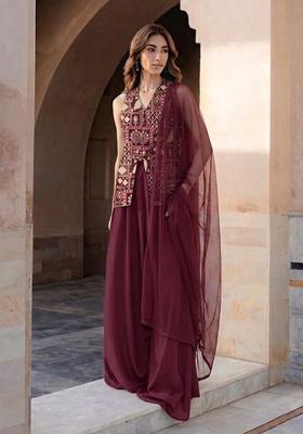 Wine Printed Fusion Set