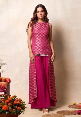 Pink Brocade Sharara Set