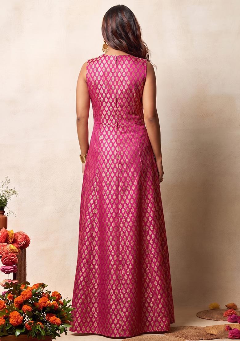 Pink Brocade Sharara Set - Indya