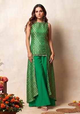 Green Brocade Sharara Set