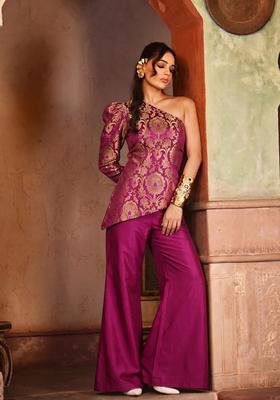 Magenta Pink Brocade Fusion Set