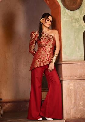 Red Brocade Fusion Set