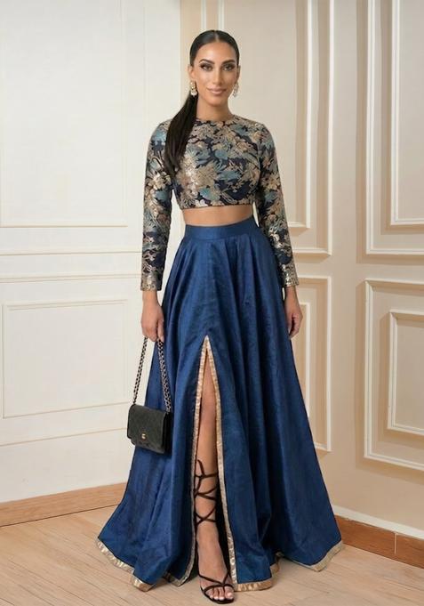 Royal Blue Embroidered Prom Dress