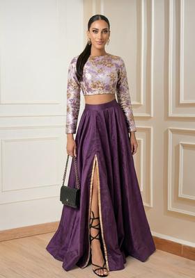 Purple Embroidered Prom Dress