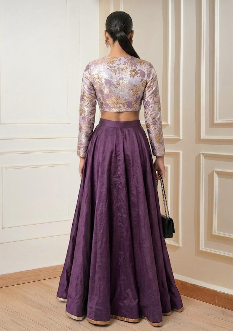 Purple Embroidered Prom Dress - Indya