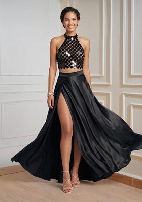 Black Embroidered Prom Dress