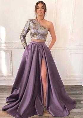 Lavender Embroidered Prom Dress