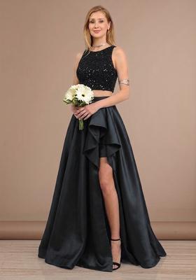 Black Sequin Net Prom Dress