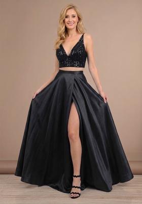 Black Sequin Net Prom Dress