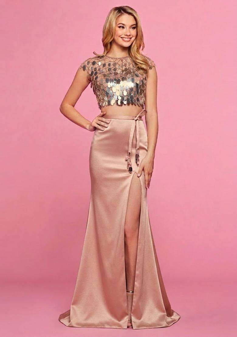 Pink Embroidered Prom Dress - Indya