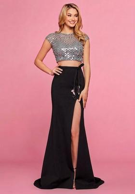 Black Embroidered Prom Dress