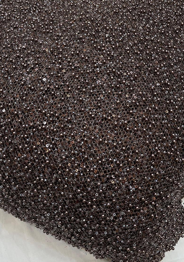 Dark Brown Sequin Net Prom Dress - Indya