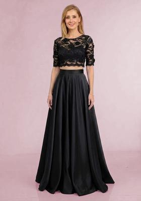 Black Self Design Prom Dress