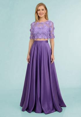 Purple Self Design Prom Dress