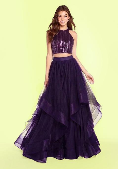 Violet Sequin Net Prom Dress