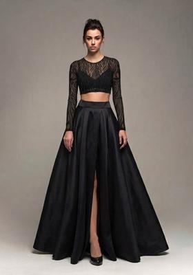 Black Sequin Net Prom Dress