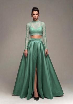 Mint Green Sequin Net Prom Dress
