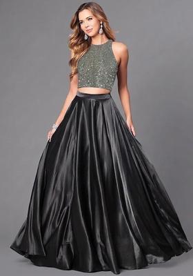 Black Sequin Net Prom Dress