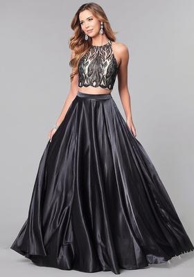 Black Sequin Net Prom Dress