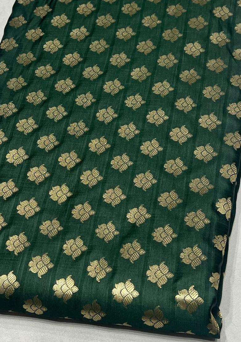 Bottle Green Brocade Fusion Set - Indya