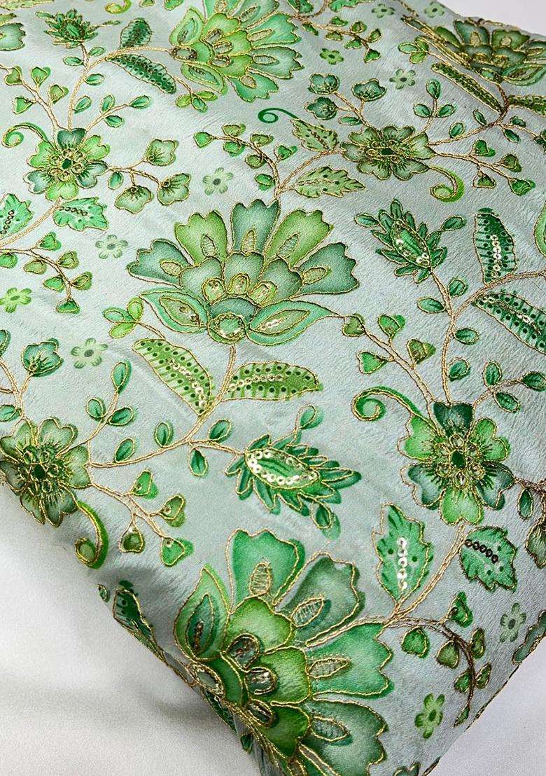 Mint Green Printed Crepe Fusion Set - Indya