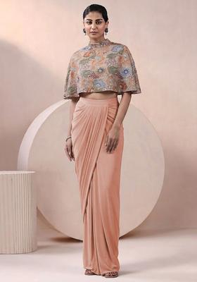 Grey Printed Crepe Fusion Set