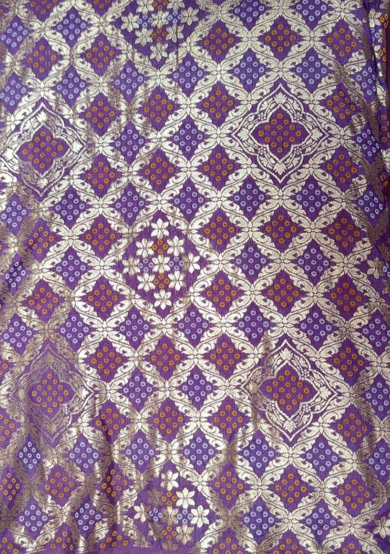 Violet Purple Printed Crepe Lehenga Set for Diwali and Festive Wear - Indya