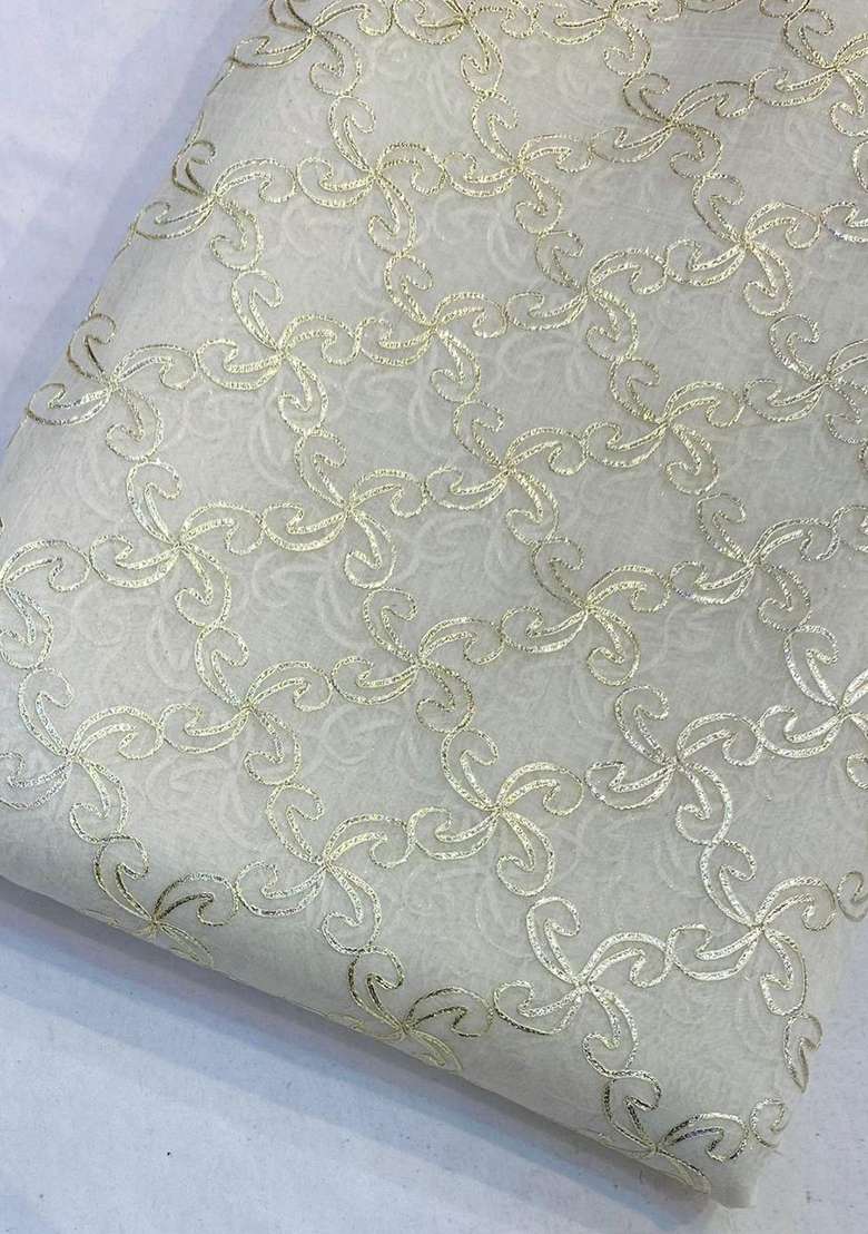 Ivory Zari Embroidered Chanderi Sharara Set - Indya