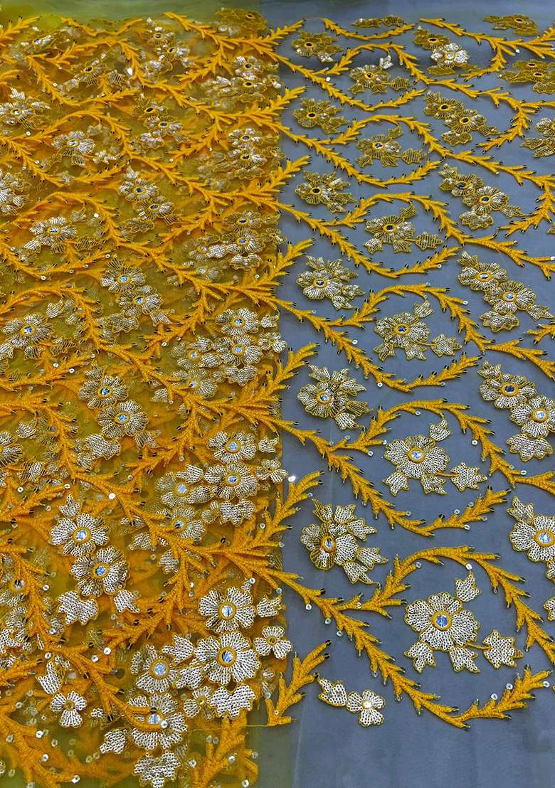 Yellow Embroidered Net Sharara Set - Indya