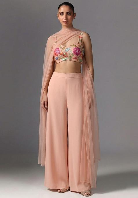Peach Printed Poly Blend Fusion Set
