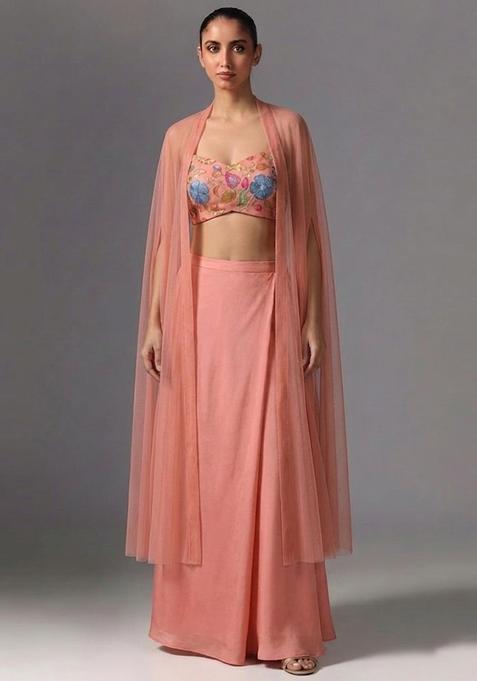 Peach Printed Poly Blend Fusion Set