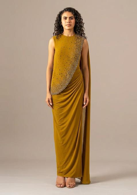 Mustard Yellow Handwork Fusion Set