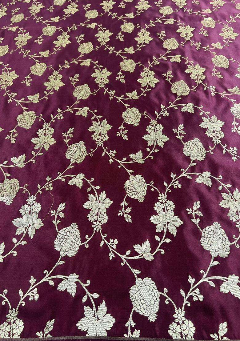 Maroon Red Embroidered Silk Fusion Set - Indya