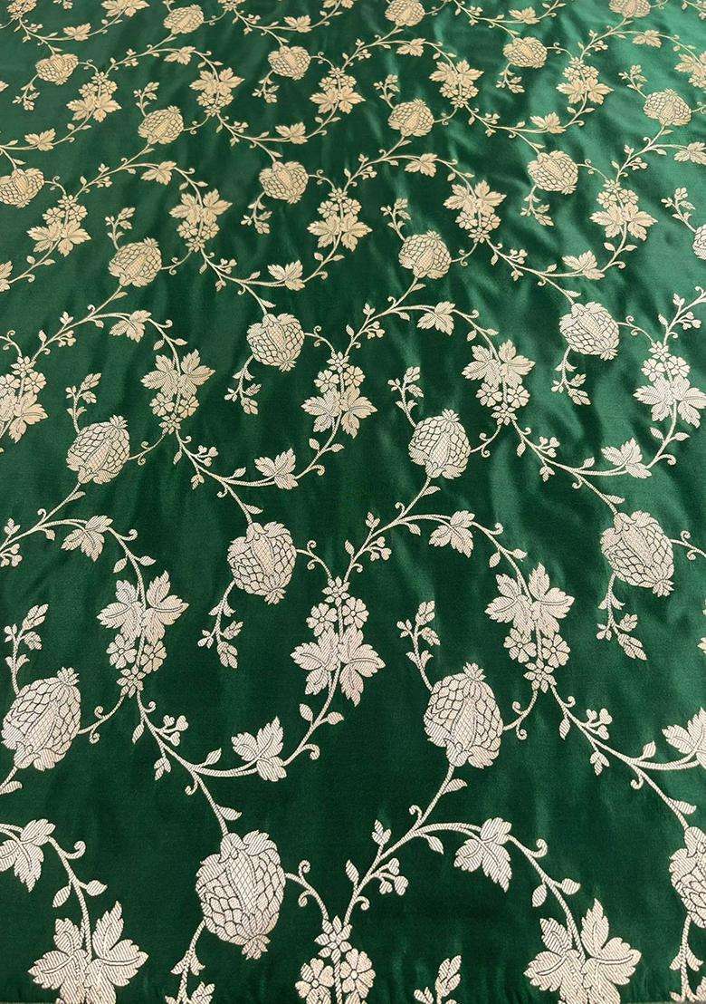 Green Embroidered Silk Fusion Set - Indya