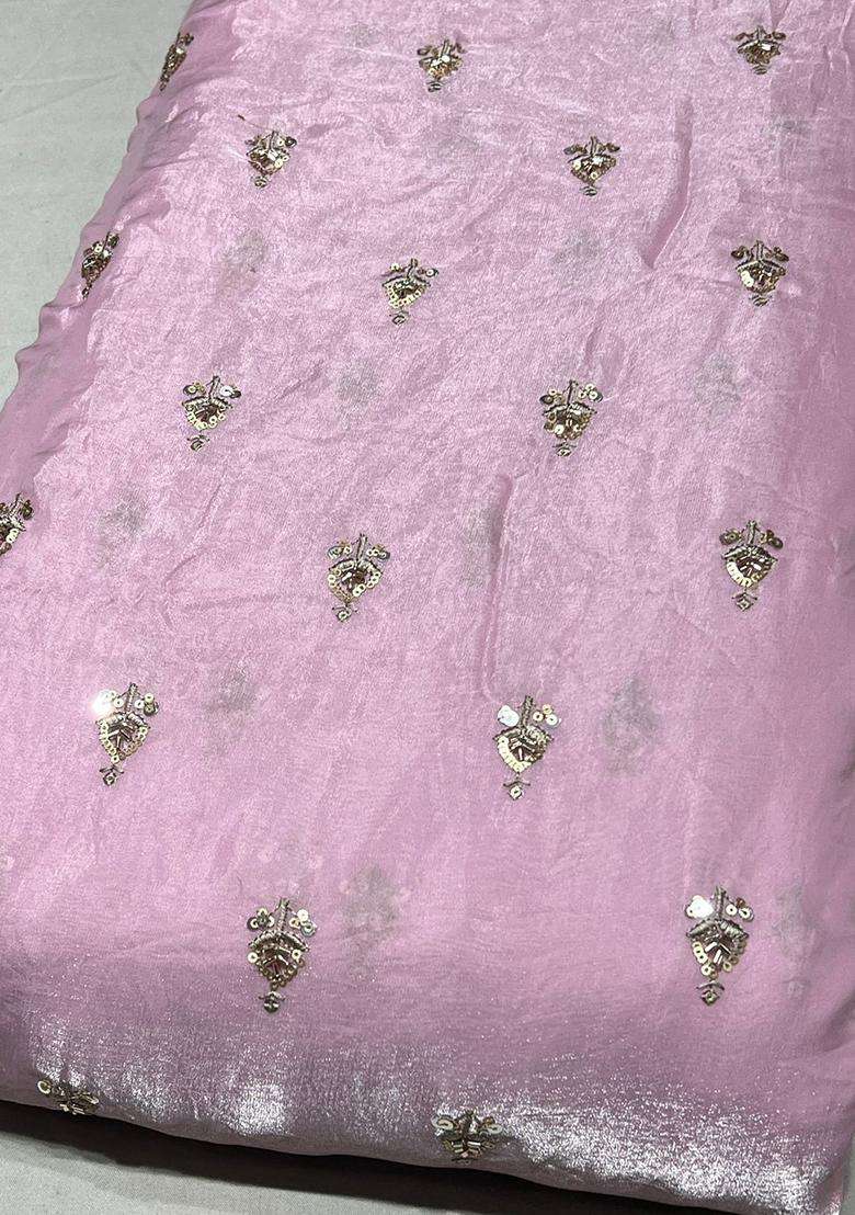 Lavender Pink Embroidered Silk Fusion Set - Indya