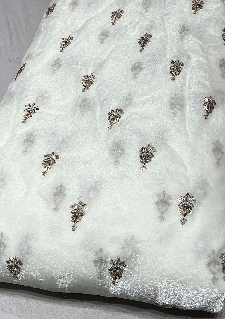 White Embroidered Silk Fusion Set - Indya
