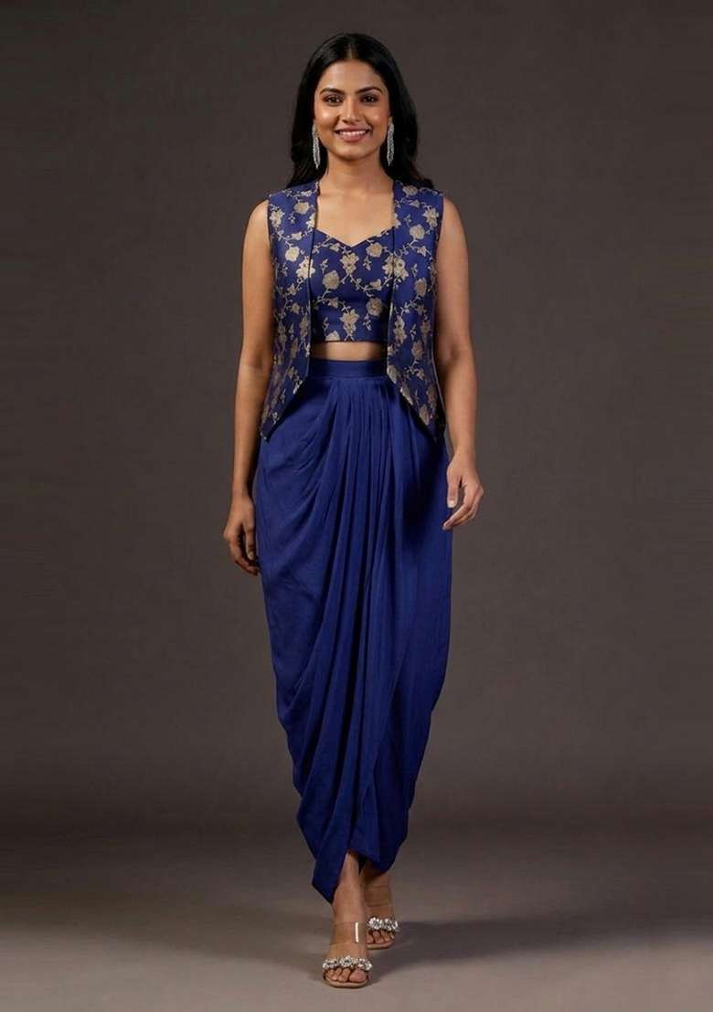 Blue Silk Fusion Set - Indya