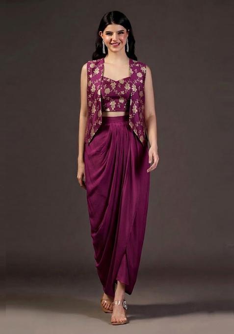 Maroon Silk Fusion Set