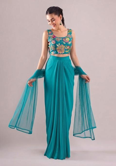 Maroon Printed Crepe Fusion Set