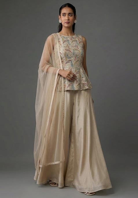 Champagne Gold Embroidered Tissue Fusion Set