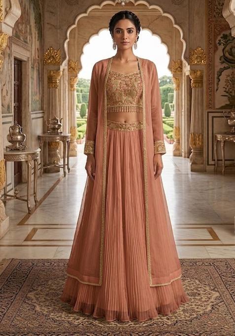Pink Embroidered Lehenga Set